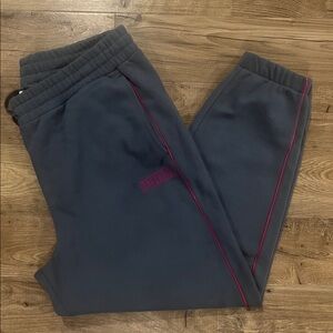 PUMA Women’s Gray Green Joggers with Pink Highlights - NWOT